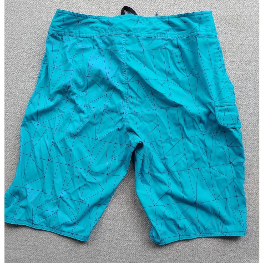 Adidas Board Shorts Mens‎ 30 Blue Climalite Geometric Swim Trunks Cargo Pocket